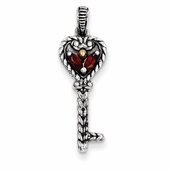 Garnet Key Charm